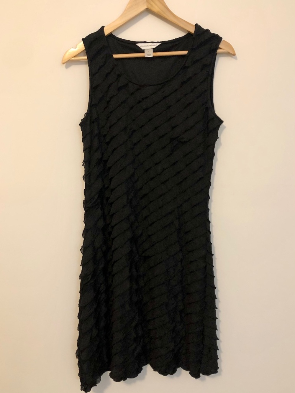 Christopher & Banks Black Ruffled Midi Cocktail Dress Size Small (NWOT)